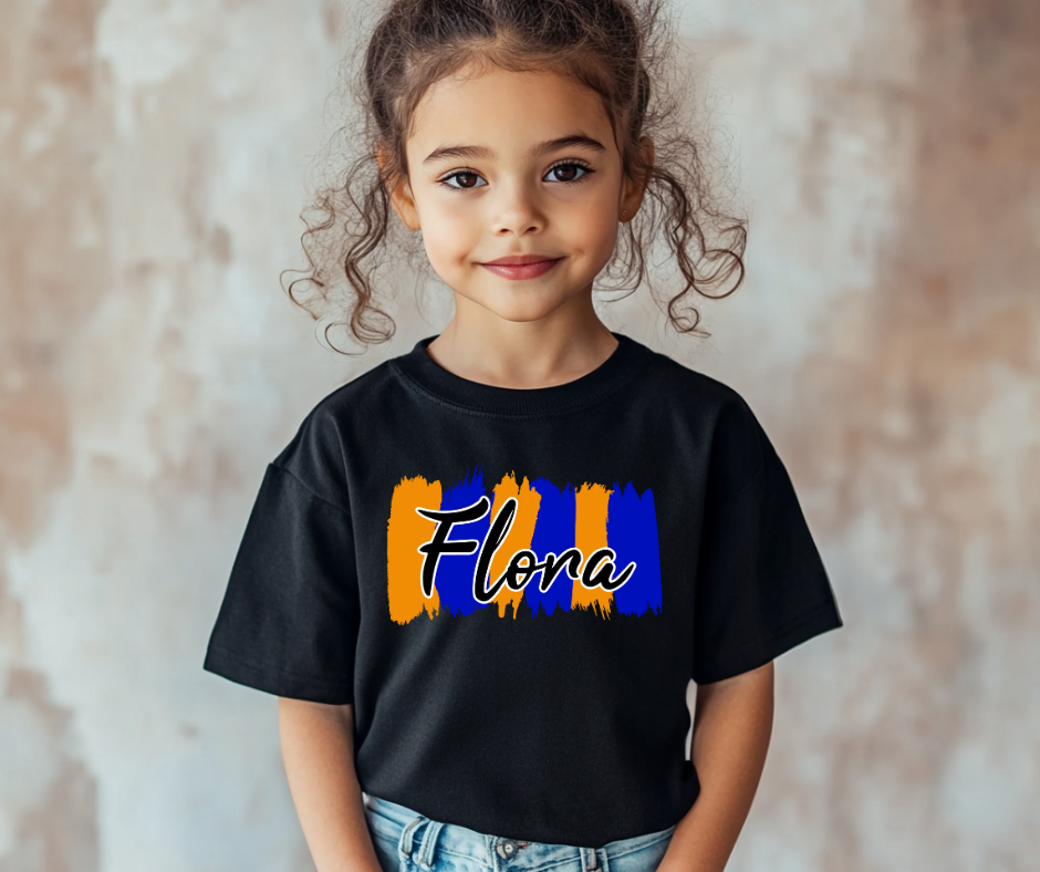 Blue and Orange Flora T-Shirt