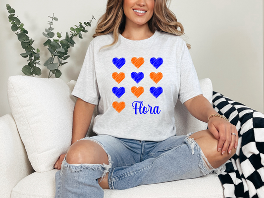 Flora Orange and Blue Hearts T-Shirt