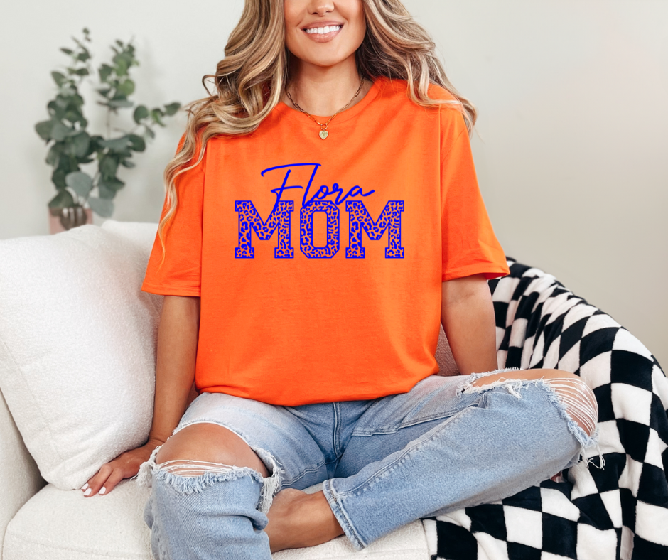 Flora Mom Leopard Glitter T-Shirt