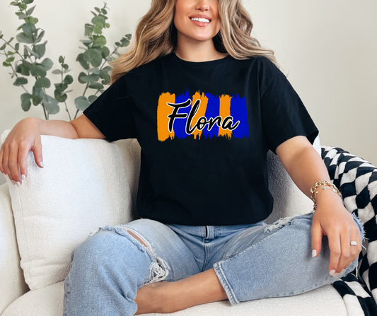 Blue and Orange Flora T-Shirt